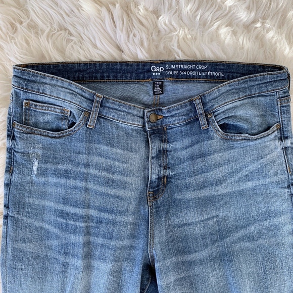 Gap Blue Denim Slim Straight Crop Jeans - Picture 3 of 8